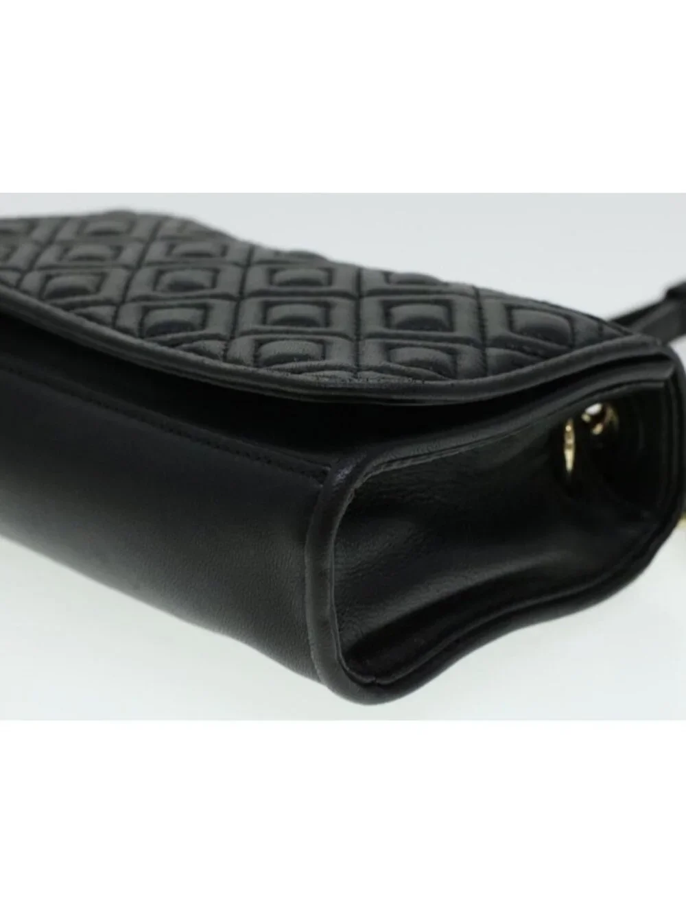 Authentic TORY BURCH Chain Shoulder Bag Leather Black